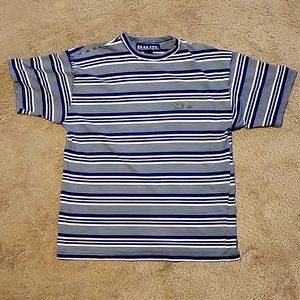 VTG BUM EQUIPMENT BUM STRIPED BLUE GREEN SHIRT USA MADE LARGE
